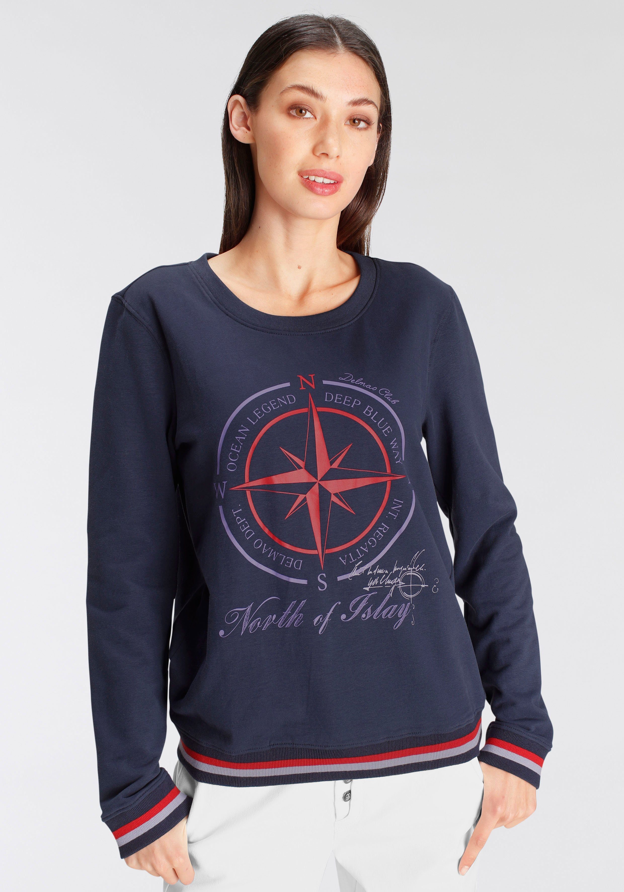 DELMAO Sweatshirt mit sportiv maritimen Druck ---NEUE MARKE!