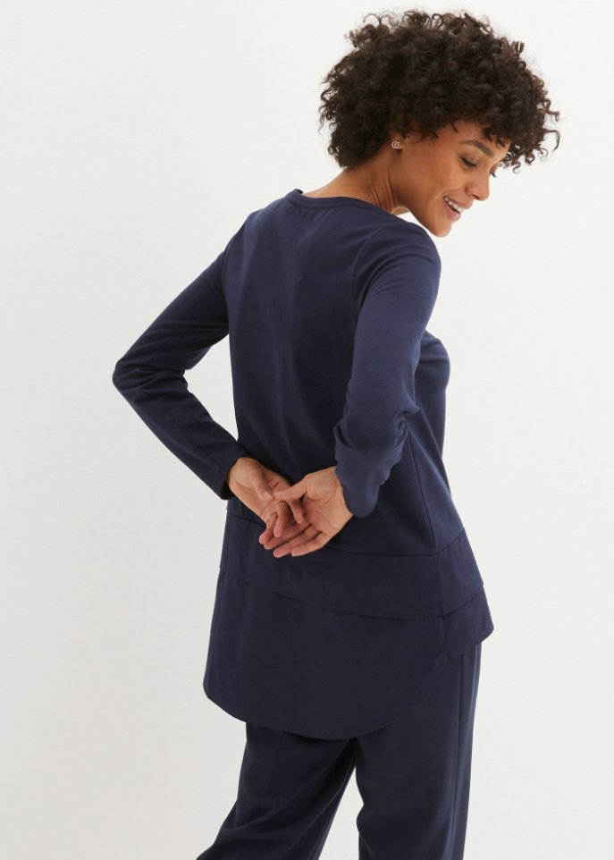 Longshirt mit Bluseneinsatz