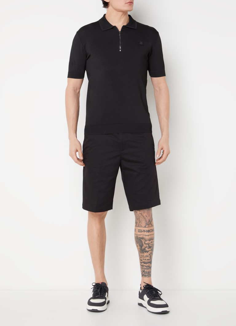 Polo HUGO BOSS Sayfong de corte regular com meio zíper e logotipo.