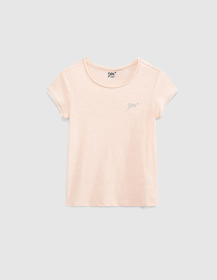 Tee-shirt rose poudré essentiel en coton bio fille