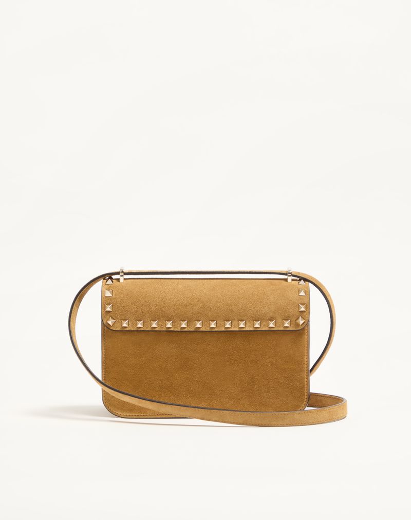 Bolsa de ombro pequena Valentino Garavani Rockstud em camurça