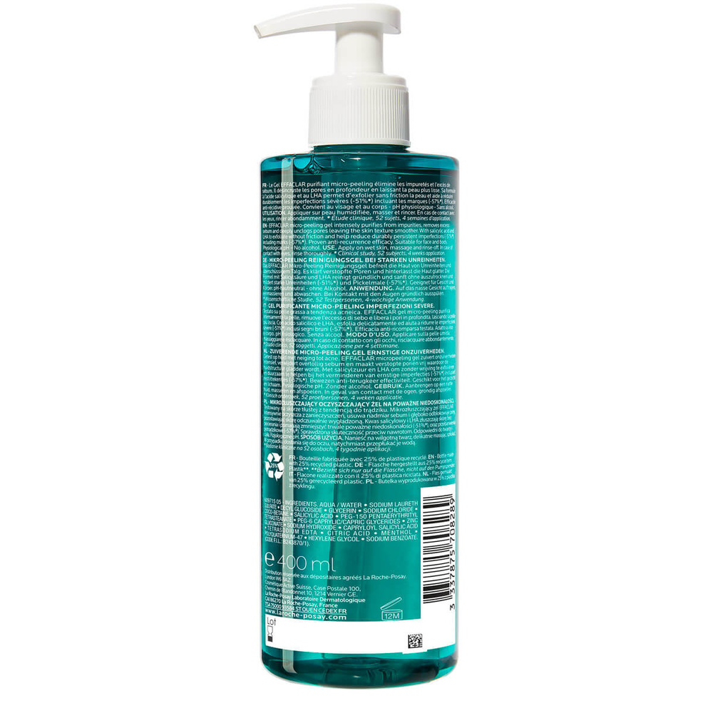 La Roche-Posay EFFACLAR GEL PURIFIANT MICROPEELING Gel nettoyant corps anti-imperfections à l’acide salicylique