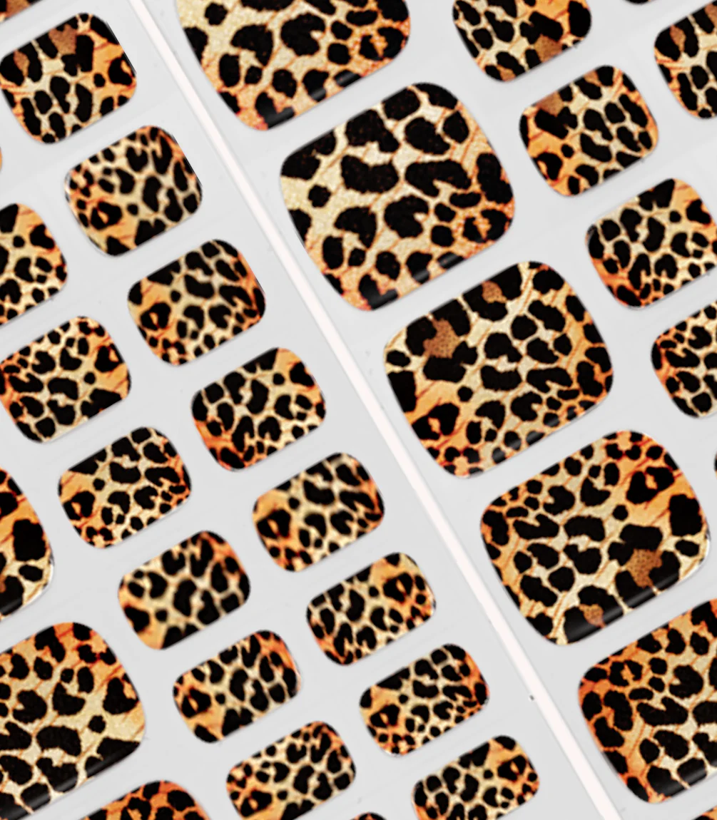 028 Razkošne nalepke za gel nohte z leopardjim vzorcem za pedikuro