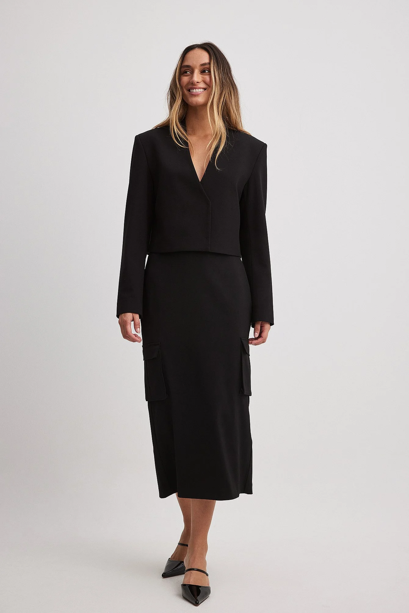 Crop-Blazer mit Wickeldetail