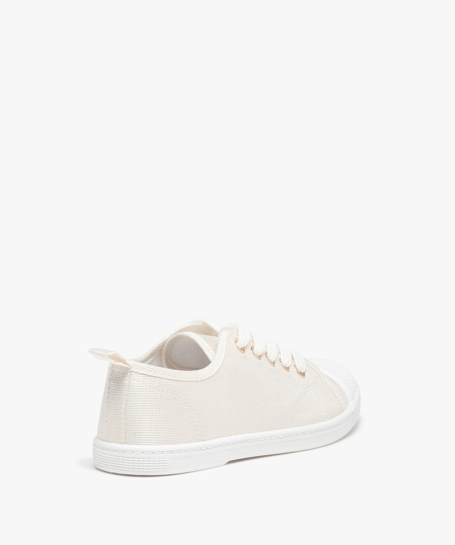 Baskets fille en toile à bout renforcé fermeture lacets blanc | GEMO