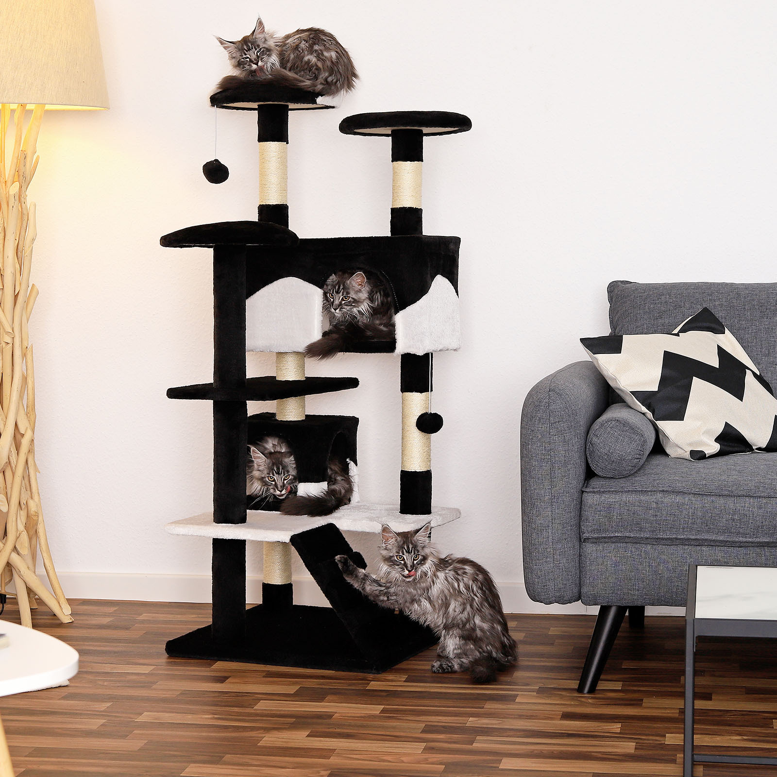 Lionto Kratzbäume Lionto Kratzbaum, Höhe 130 cm schwarz/ weiß