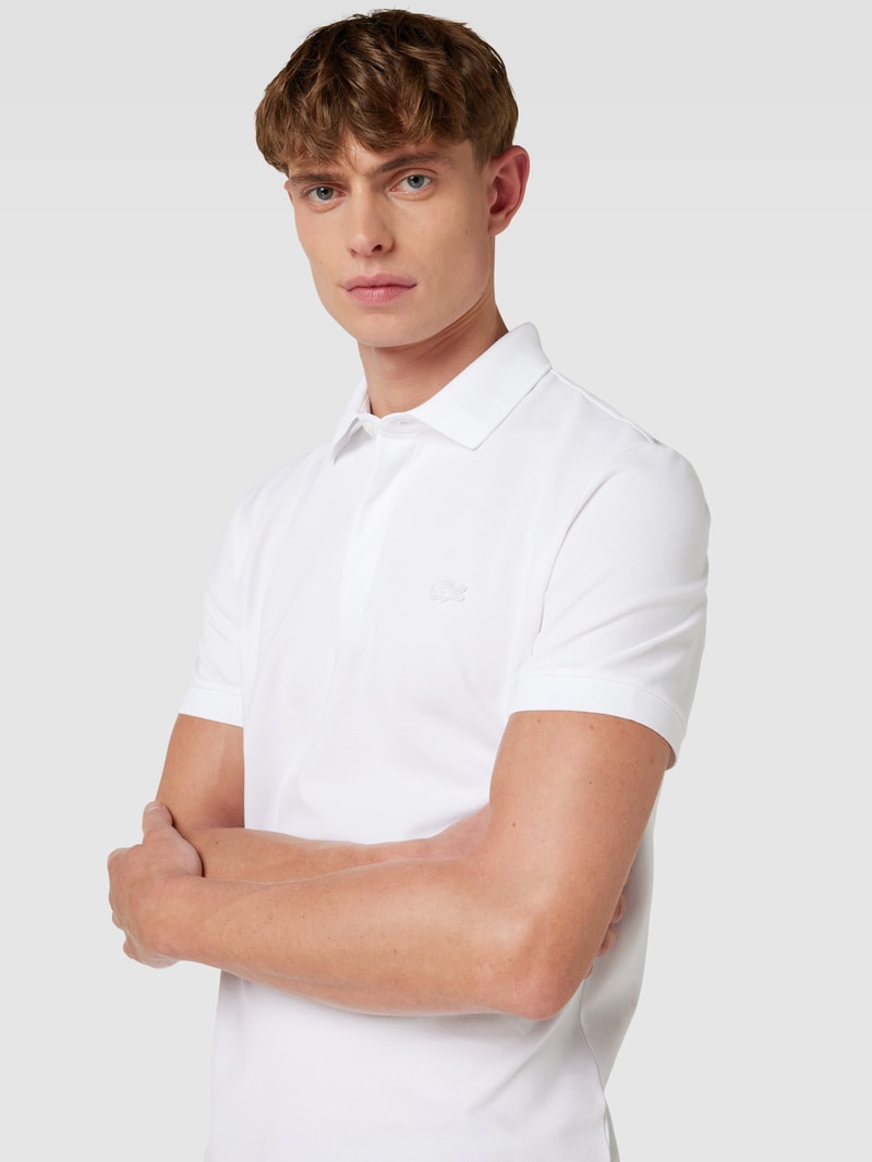 Poloshirt mit Logo-Stitching in weiß