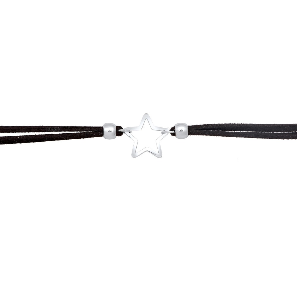 Elli Elli Collier Femmes Choker pendentif étoile avec imitation cuir en argent sterlin collier