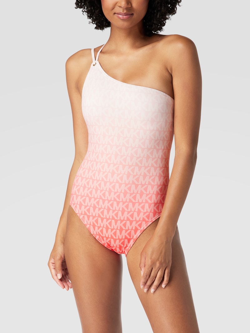Badeanzug im One-Shoulder-Look in hellrot