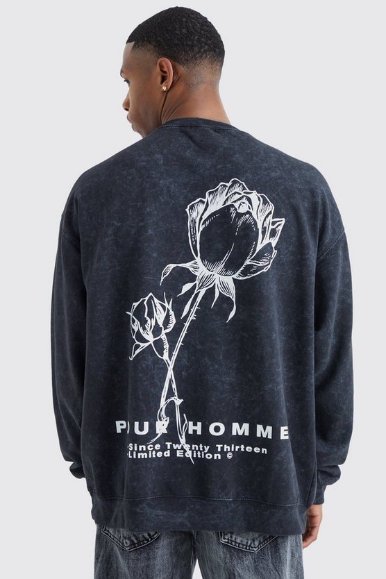 Oversize Sweatshirt mit Rosen-Print