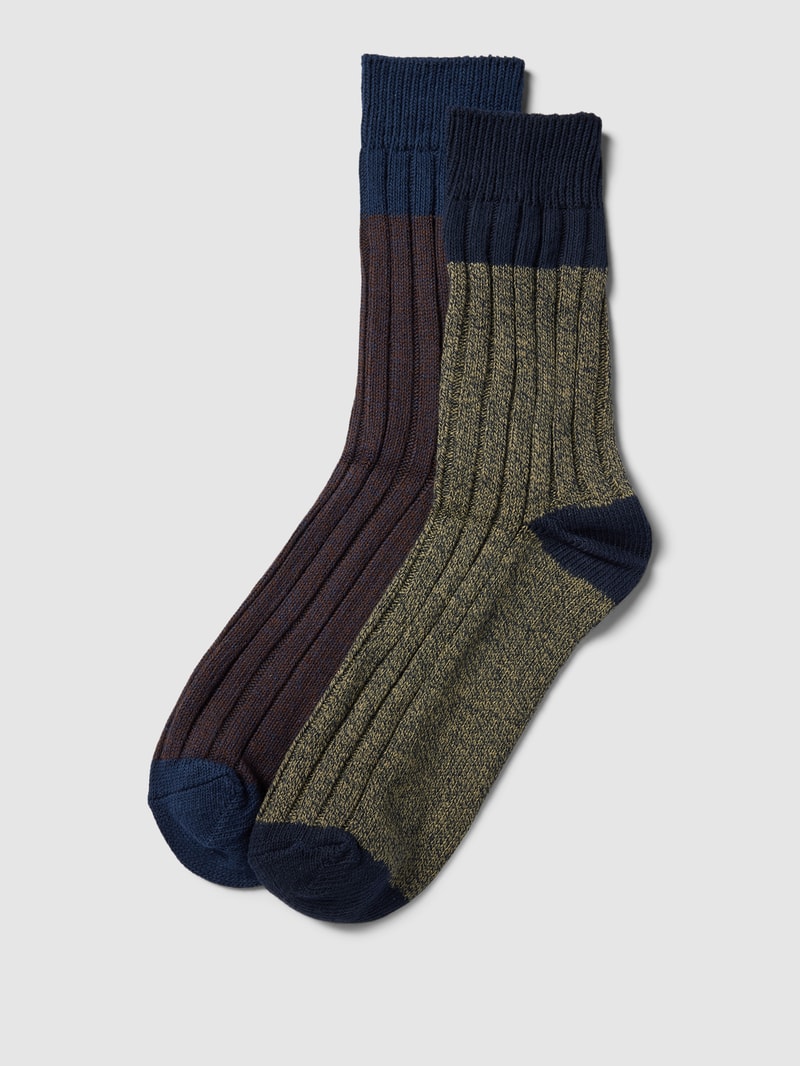Socken in melierter Optik im 2er-Pack in khaki meliert