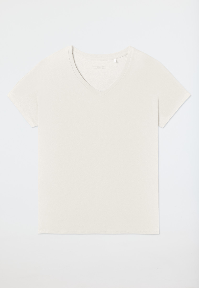 Shirt kurzarm V-Ausschnitt creme - Mix+Relax