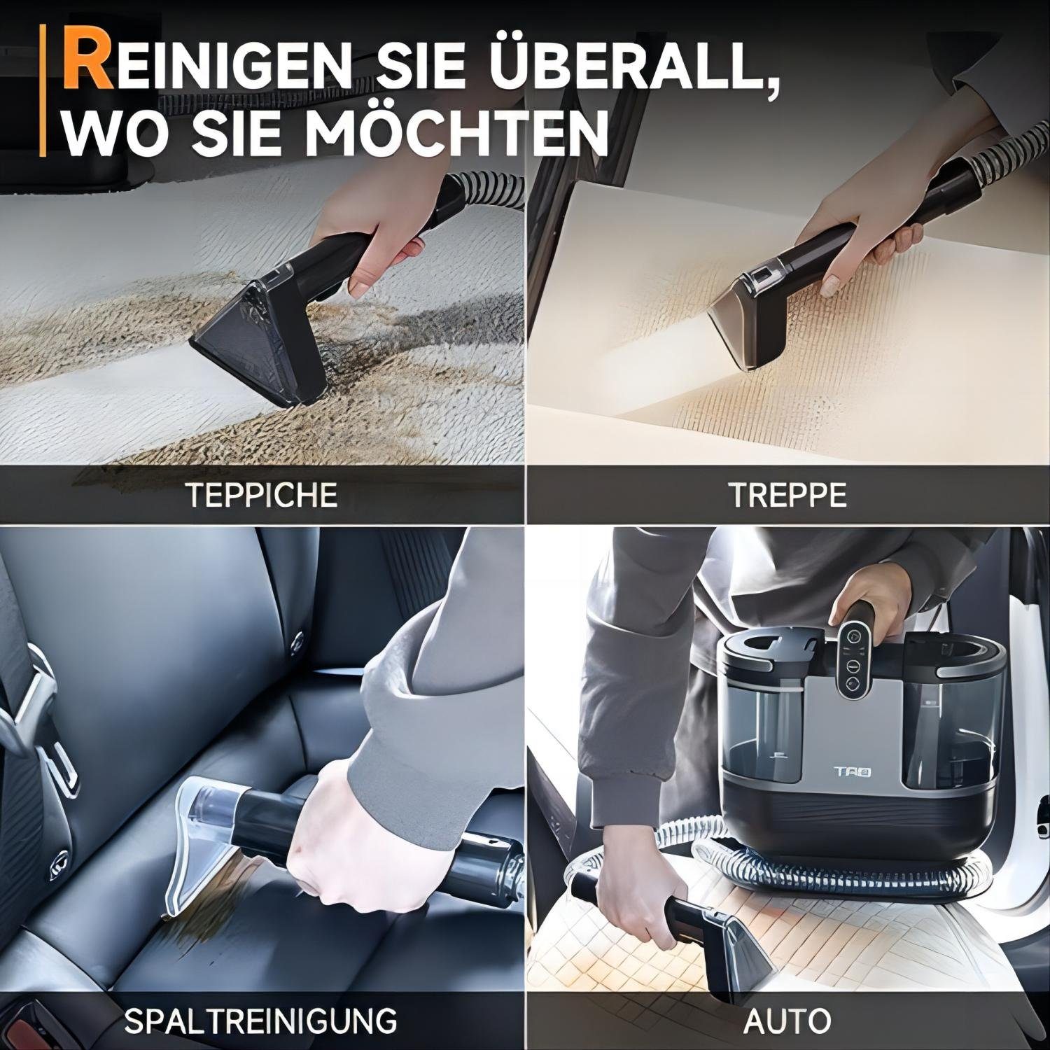 TAB Staub-Wasch-Sauger Teppichreinigungsgerät, Wasch-Sauger für Teppiche,Polster,Autos, 1200,00 W, mit Schlauch