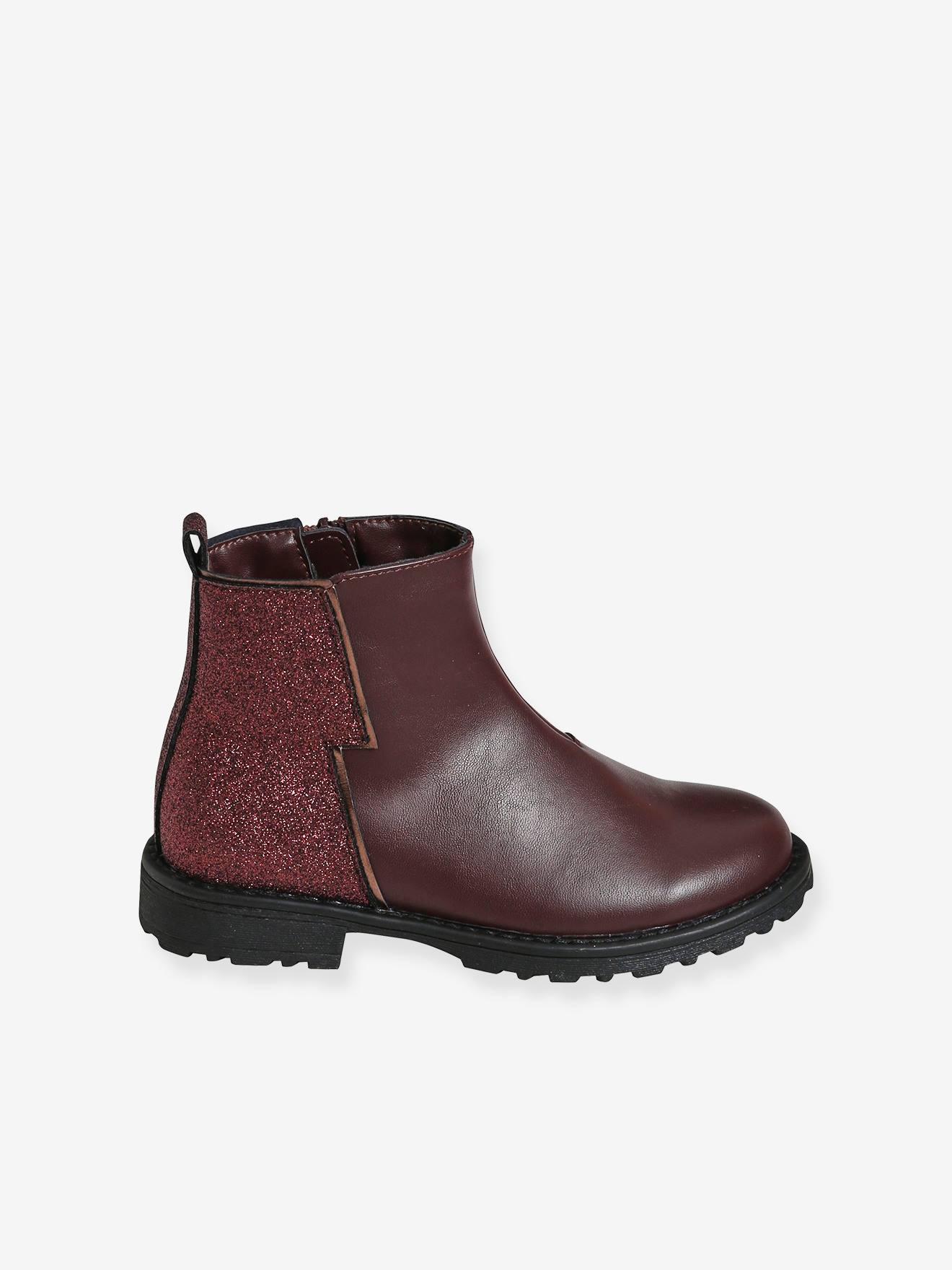 Boots fantaisie paillettes fille chocolat