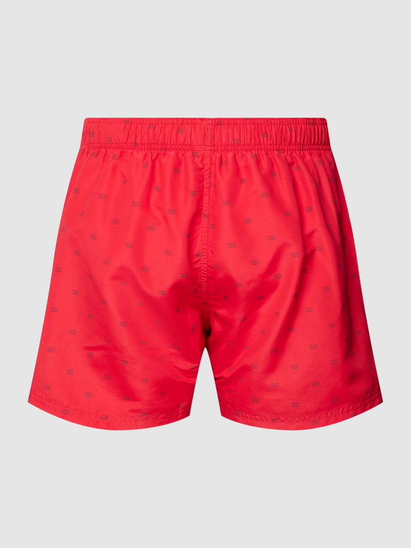 Badehose mit Allover-Muster Modell 'Marineland' in rot