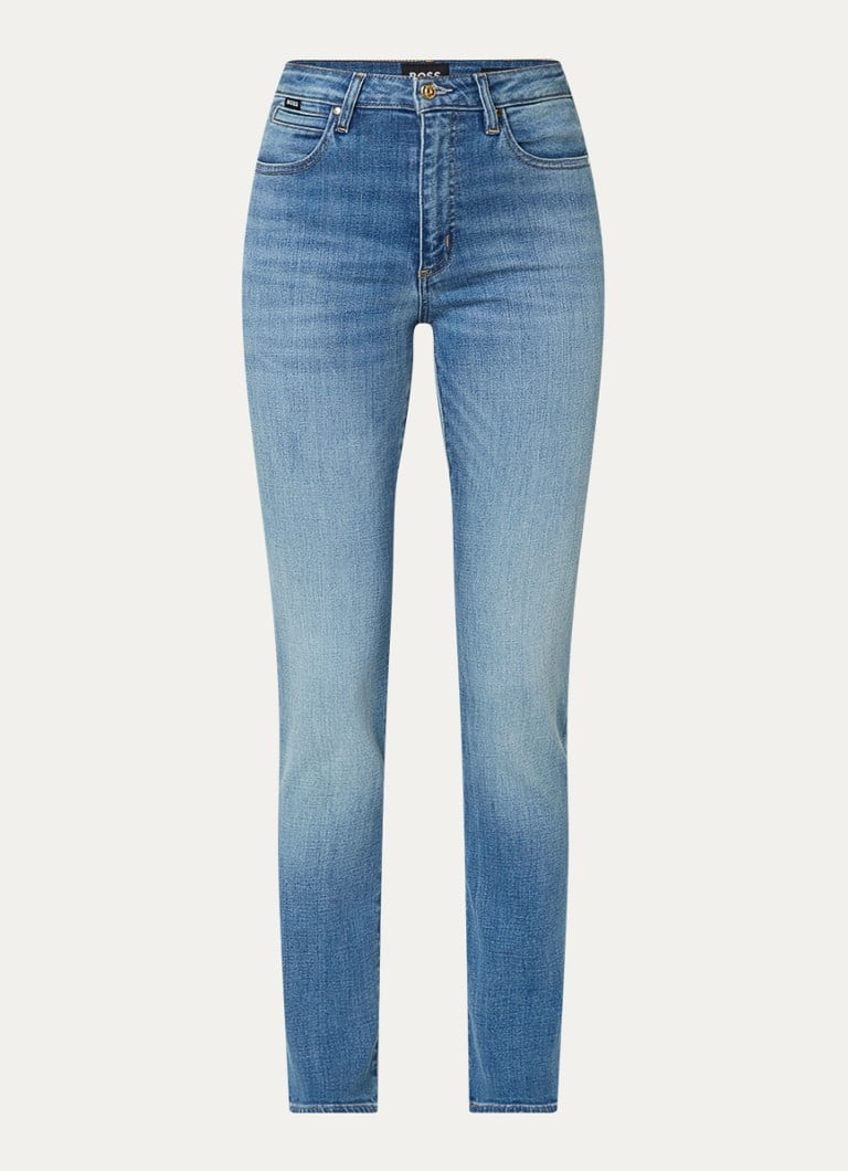 Blugi HUGO BOSS STATE cu talie înaltă, skinny fit, decolorare medie