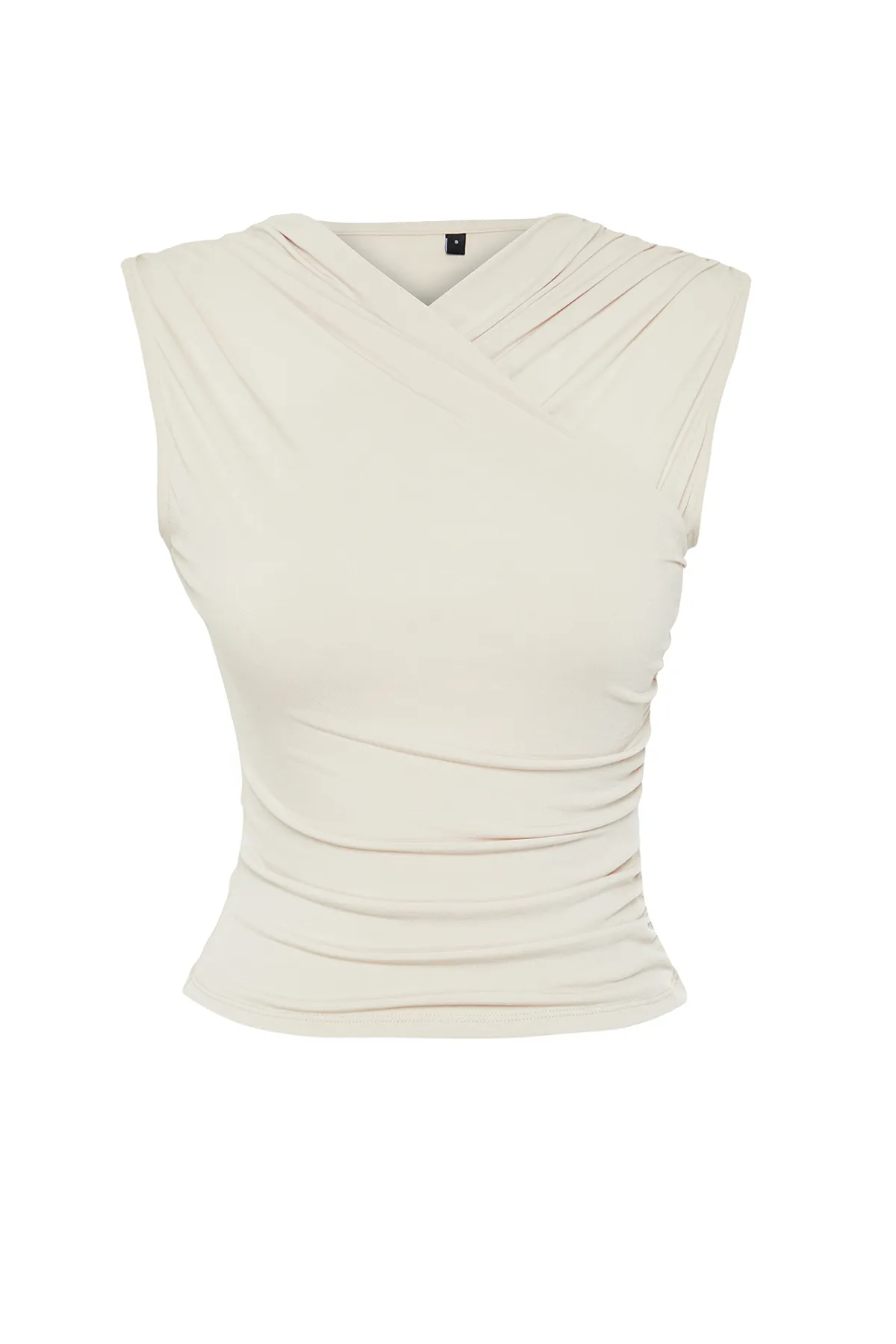 Trendyol Collection  Figurbetonte, figurbetonte, geraffte, detaillierte, ärmellose, flexible Strickbluse in Steinoptik TWOSS24BZ00518