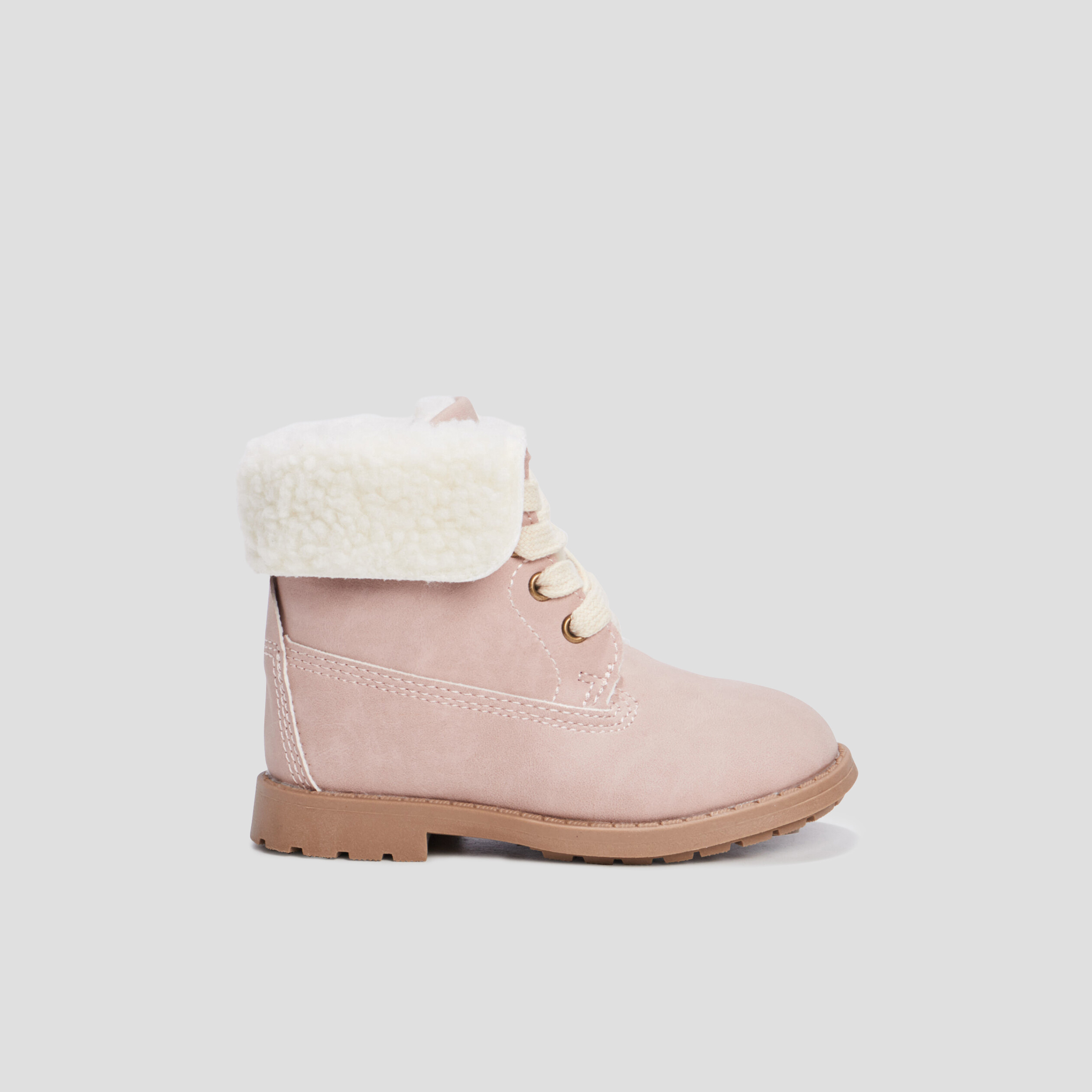 Bottines à fausse fourrure rose bébé fille | La Halle