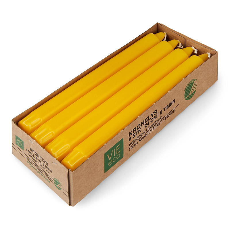 Vie Eco Kronelys 8-pk 24 cm eco gul