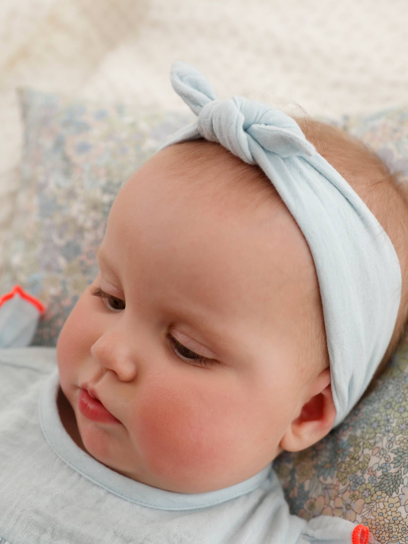 Vertbaudet Mädchen Baby Kleid & Haarband - hellblau
