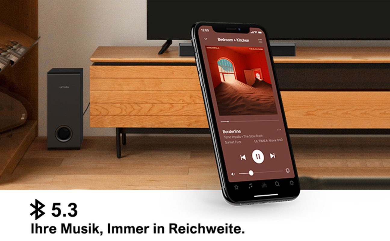 Ultimea 2.1 Surround TV Soundbar (5,25'' Tieftöner, BassMX, Bass Verbessert PC Lautsprecher)