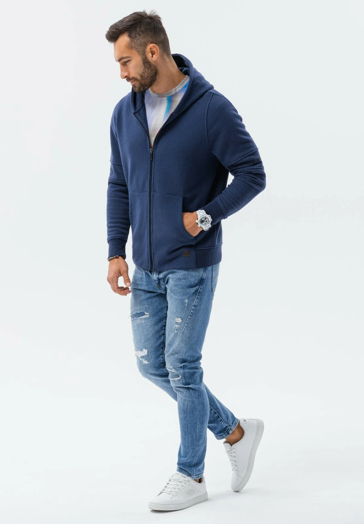 Sudadera con cremallera y estampados ombré