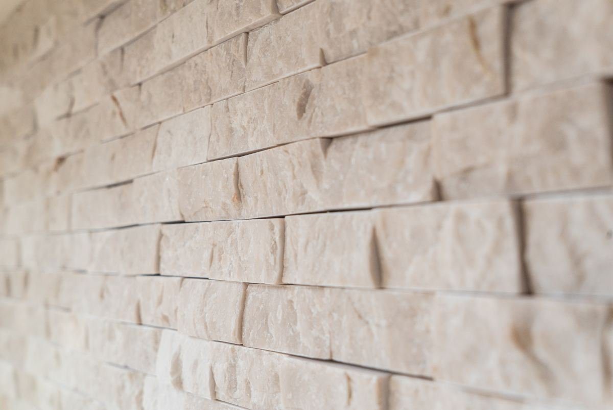 Mosani Mosaikfliesen Splitface Marmor Mosaik Steinwand Naturstein elfenbein Brick