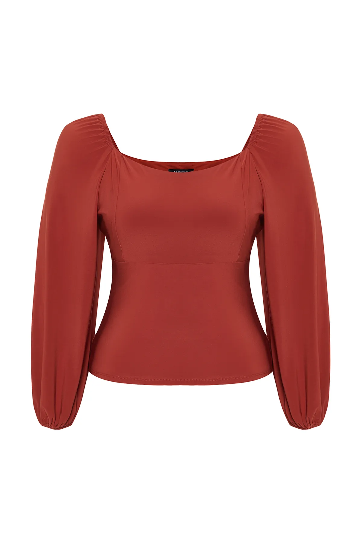 Trendyol Curve  Geflieste Strickbluse mit quadratischem Kragen TBBSS22BZ0372
