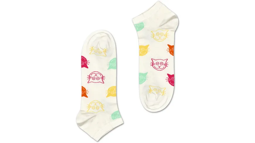 Happy Socks Unisex Sneaker Socken Cat 1003 weiß multi
