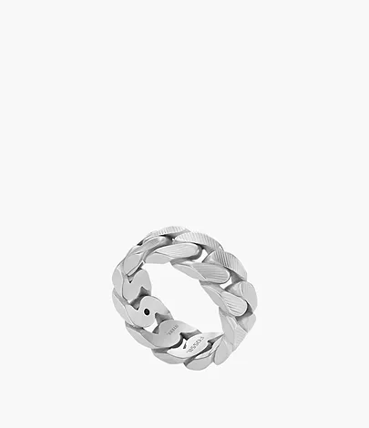 Fossil Ring Harlow Linear Texture Chain Edelstahl