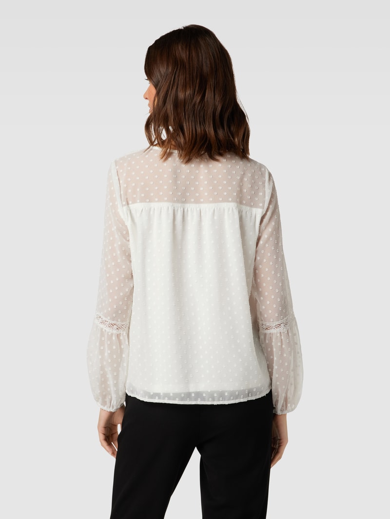 Bluse mit Spitzenbesatz Modell 'Edee' in weiß