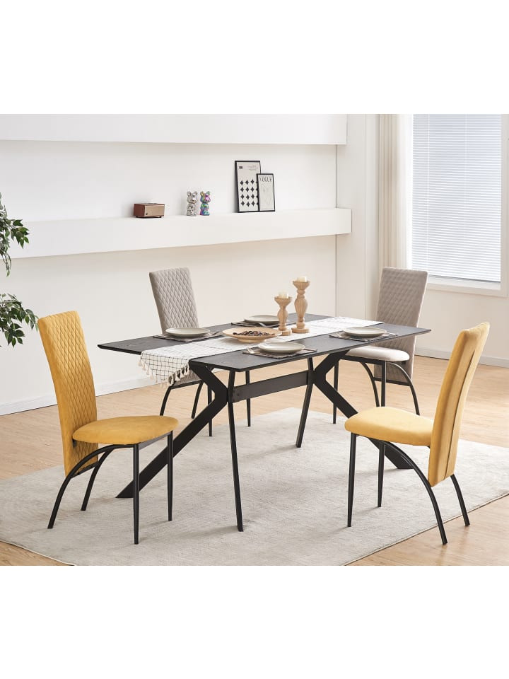 B&D Home Esszimmerstuhl THADDÄUS in Gelb - (B)46 x (H)94 x (T)58 cm günstig kaufen