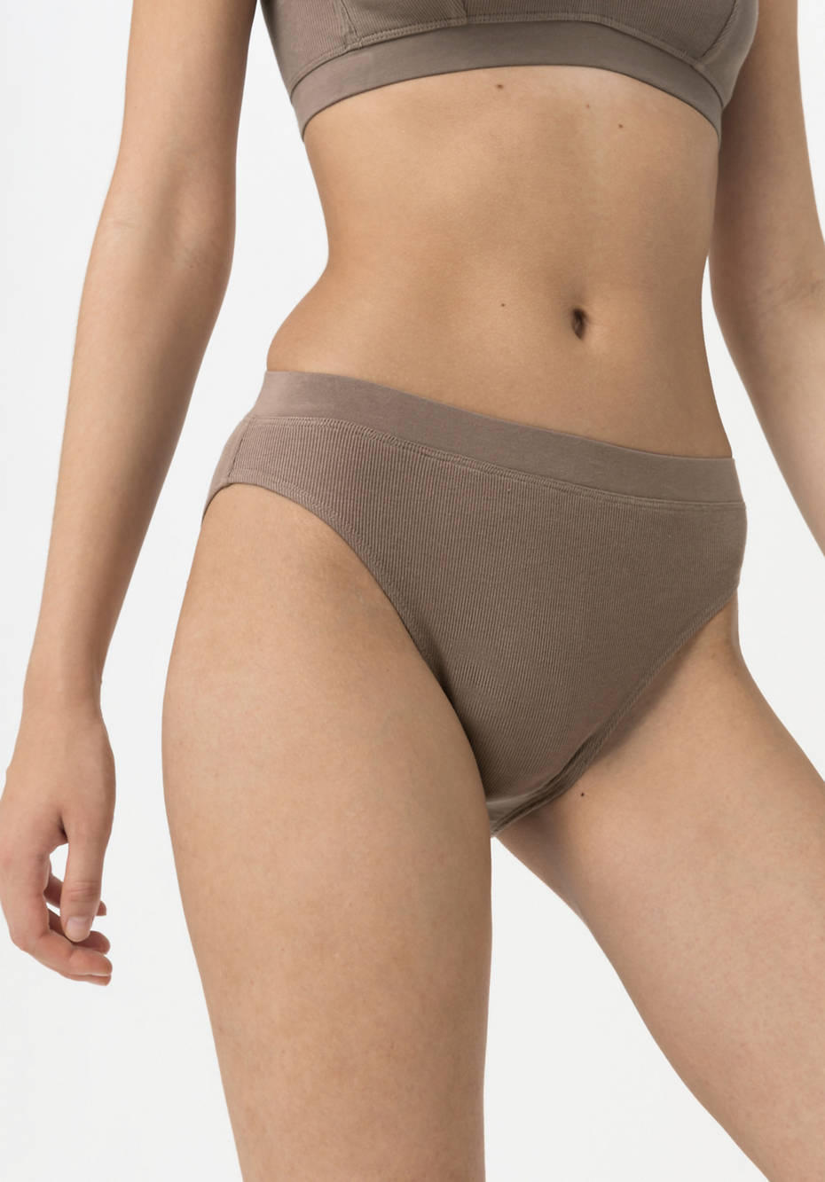 Ripp-Taillenslip High Waist aus Bio-Baumwolle