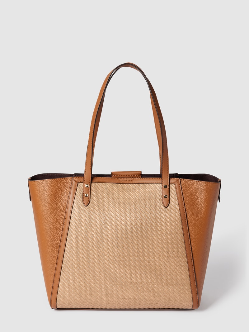 Shopper mit Label-Detail in metallic in beige