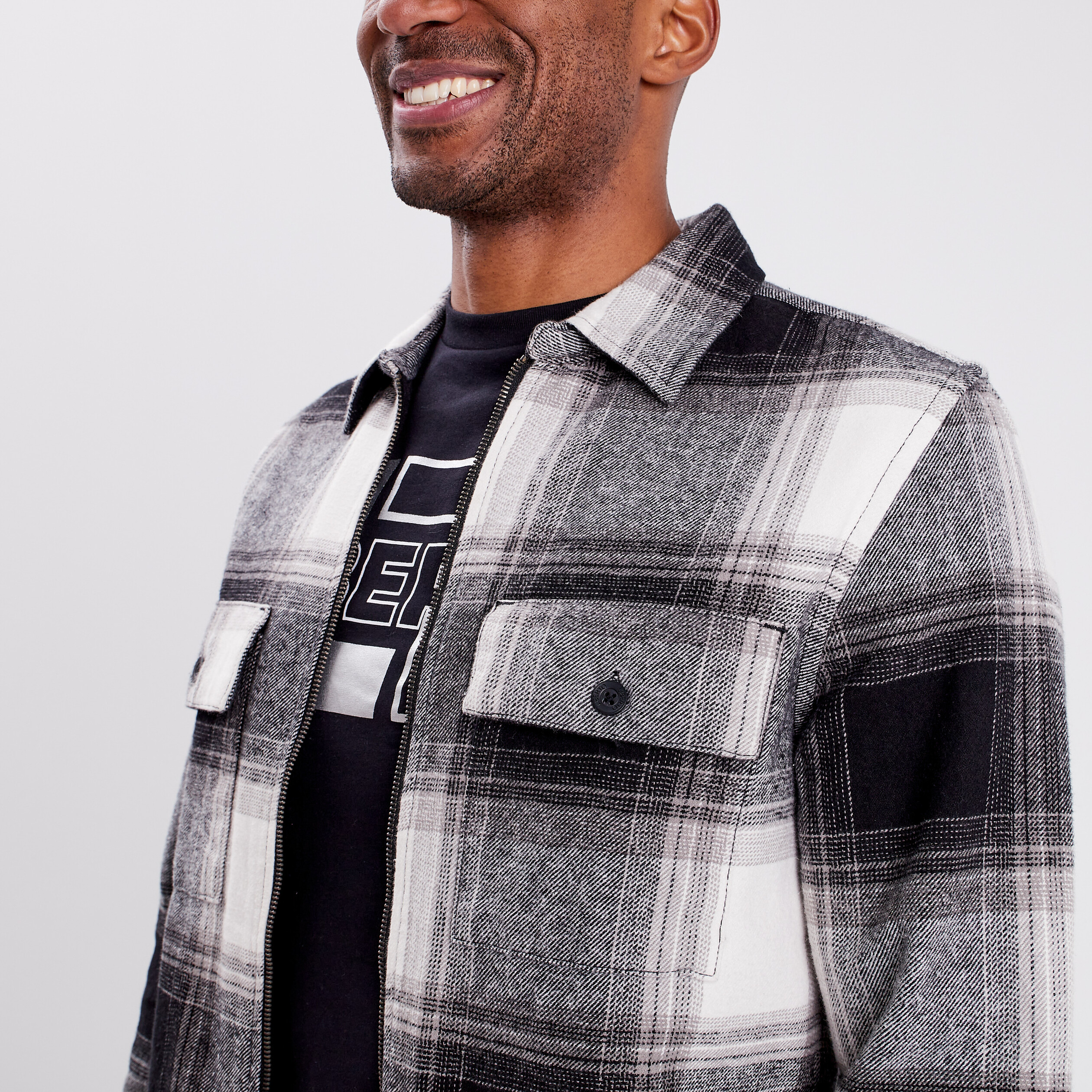 Surchemise manches longues zippée noir homme | La Halle