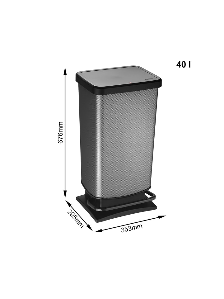 Rotho Paso Mülleimer 40l mit Pedal und Deckel in Carbon metallic günstig kaufen onesize
