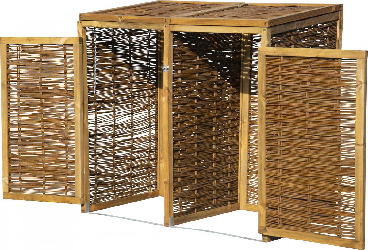 dobar Wetterfeste Doppel-Mülltonnen-Box aus Holz 240L