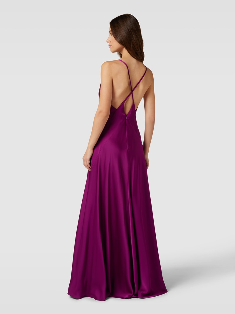 Abendkleid mit V-Ausschnitt in fuchsia