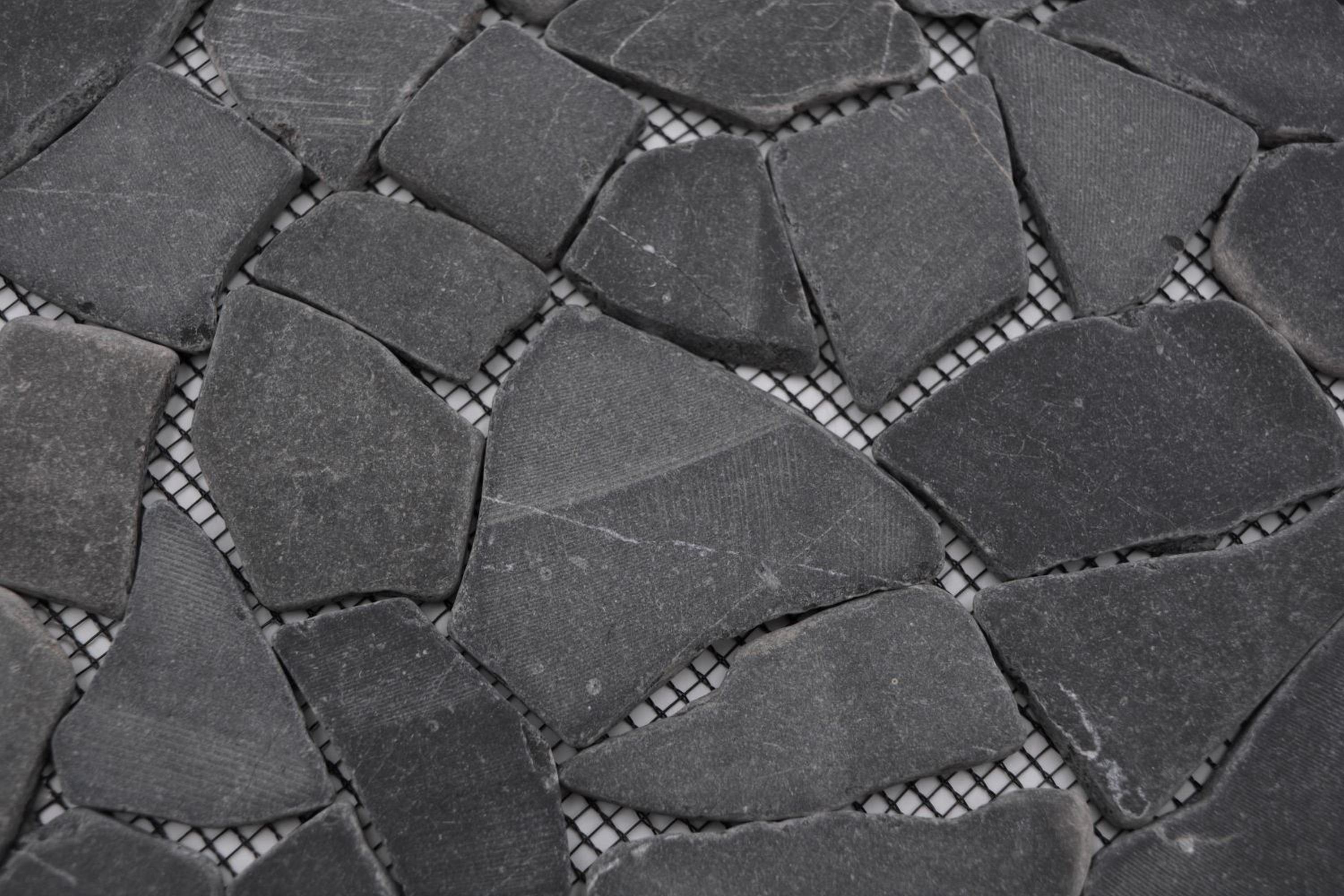 Mosani Mosaikfliesen Mosaik Marmor Naturstein Nero schwarz anthrazit dunkelgrau Bad