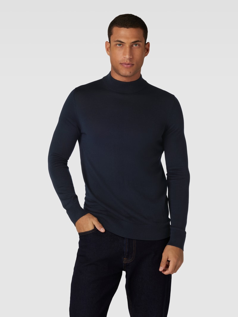 Strickpullover mit Rollkragen in marineblau