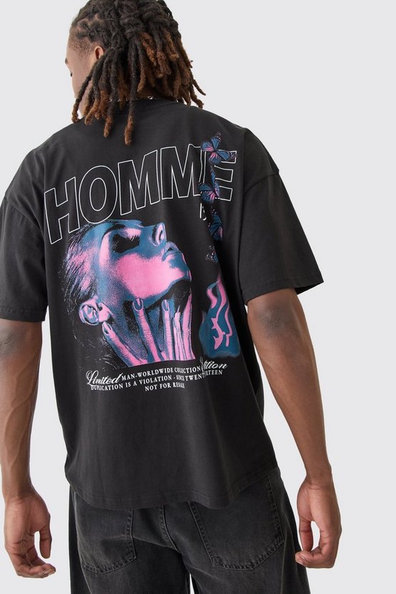 Oversize T-Shirt mit Homme Print