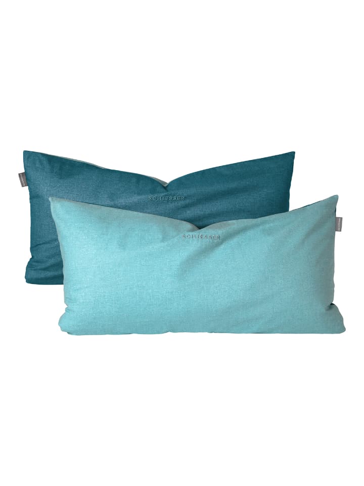 Schiesser 2er-Set: Renforcé-Kissenhüllen in Türkis günstig kaufen 40 x 80 cm