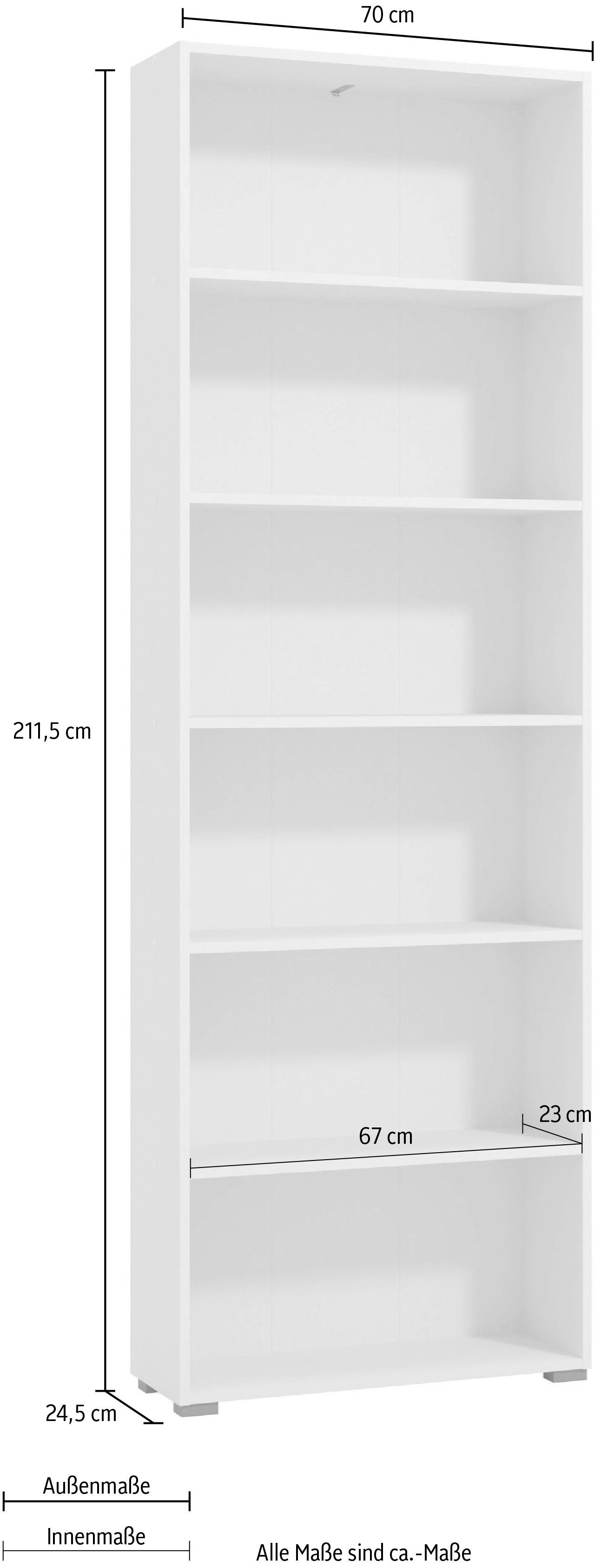 INOSIGN Aktenregal Tomar 6, Bücherregal mit viel Stauraum, Maße (B/T/H): 70/24,5/211,5 cm