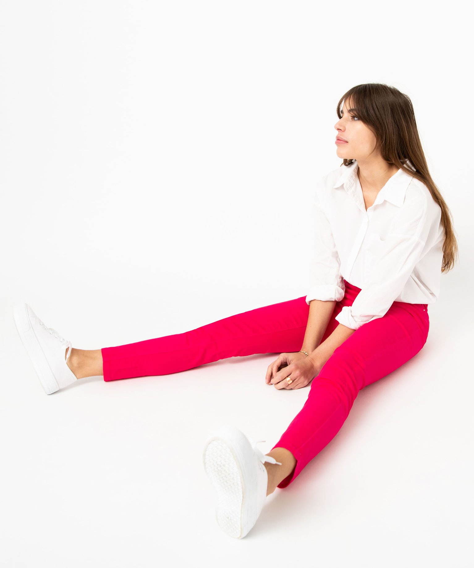 Pantalon femme coupe Slim taille normale rose | GEMO