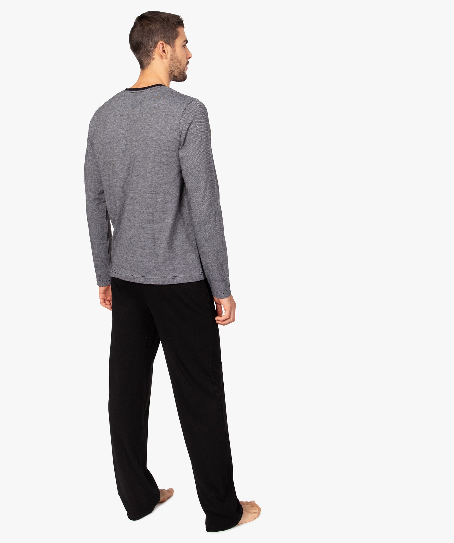 Pyjama homme bicolore à manches longues noir | GEMO