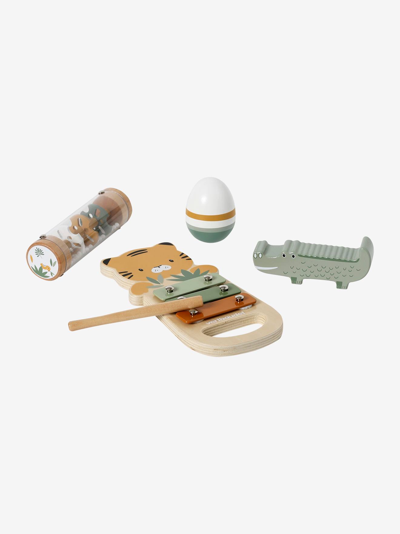 Vertbaudet 4-teiliges Set Baby Musikinstrumente TANSANIA, Holz FSC - natur