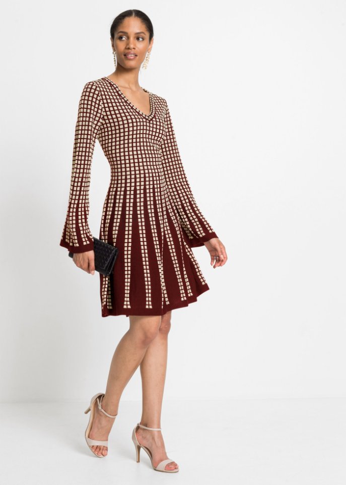 Strickkleid mit Plissee-Optik