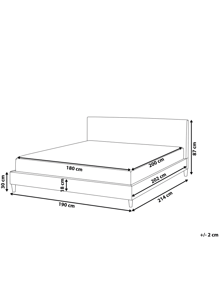 Beliani Doppelbett mit LED FITOU in Grau - (W) 170 x (H) 87 x (L) 214 cm günstig kaufen onesize