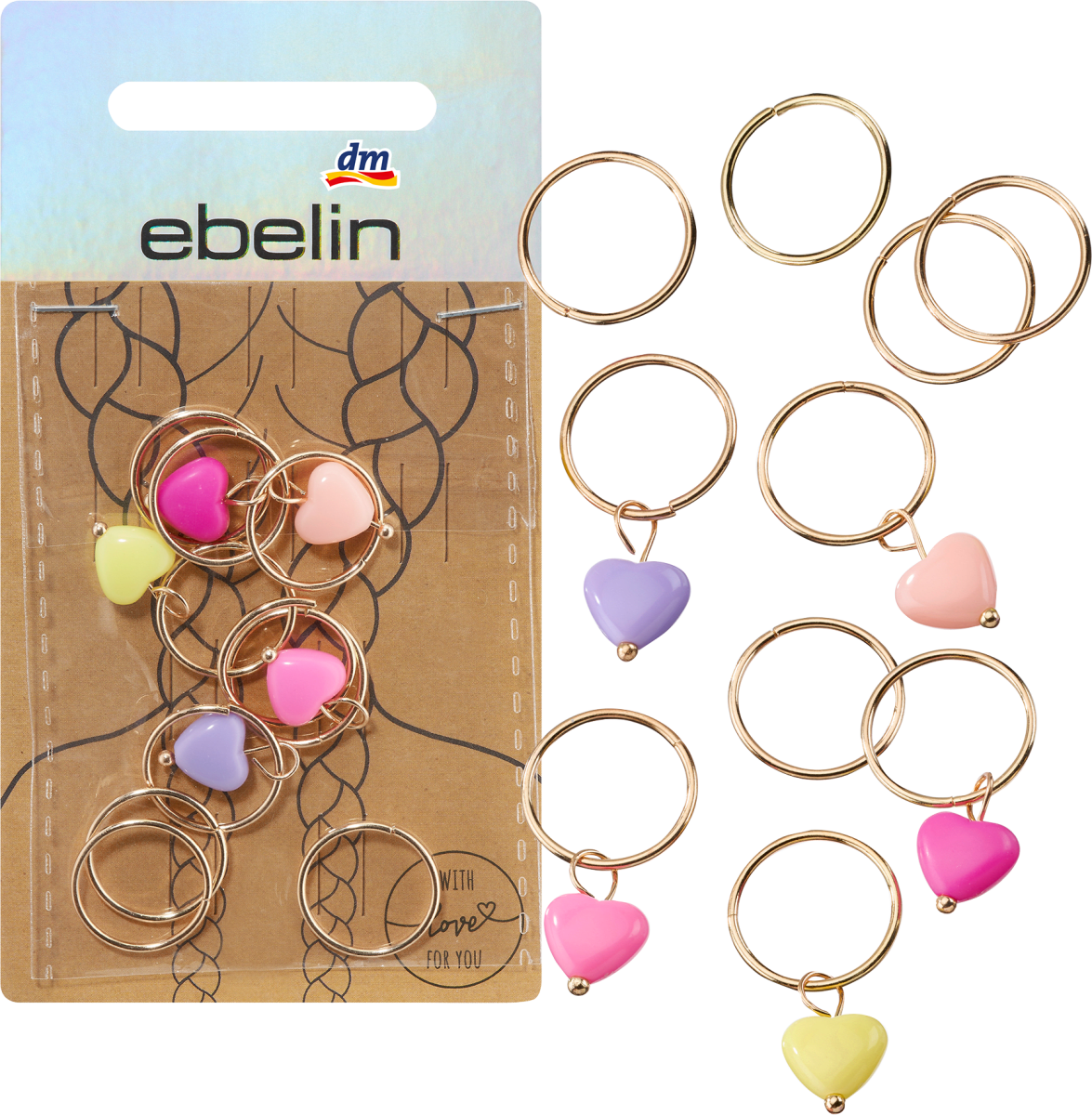 Haarpiercings Herzen Gold-Optik, 10 St