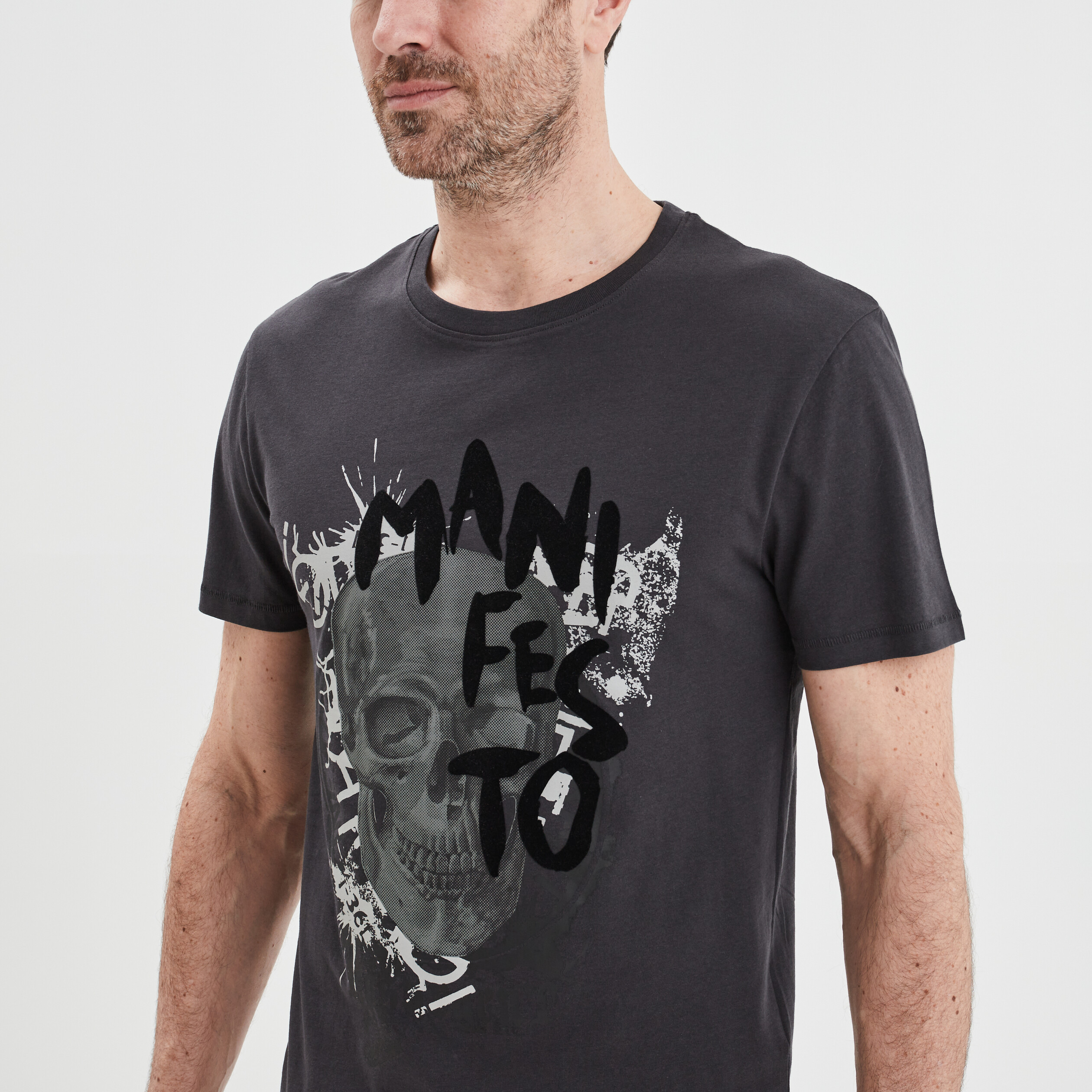 T-shirt manches courtes coton Liberto gris foncé homme | La Halle